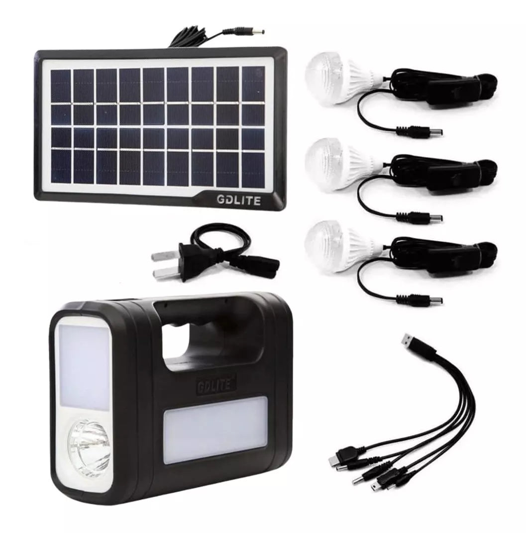 Planta Solar Portatil 3 Bombillas Casa Camping Usb Linterna